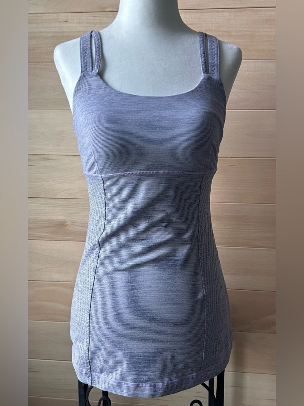 Lululemon Active Strength Tank Lilac Heathered Coal Wee Size 4 quick dry workout